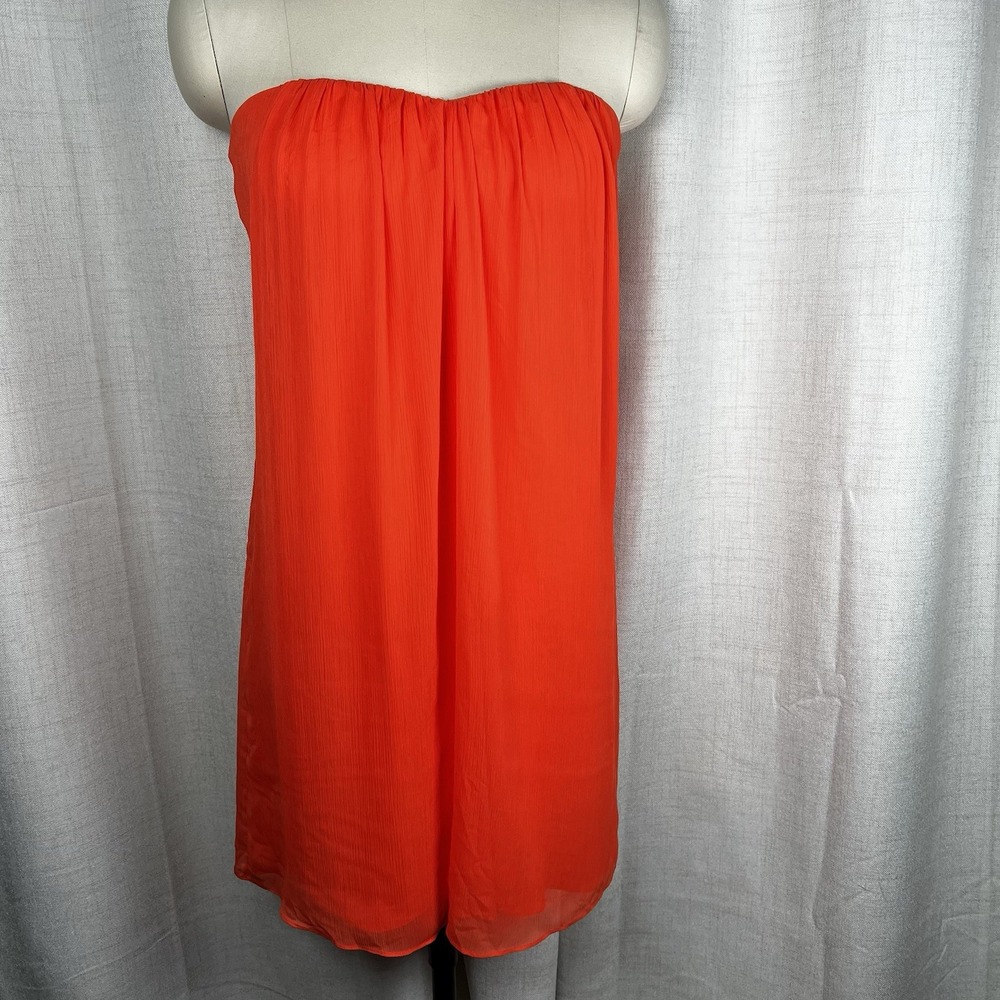 Alice + Olivia Jazz Center Drape Strapless Flowy Mini Dress Coral Orange Size 6